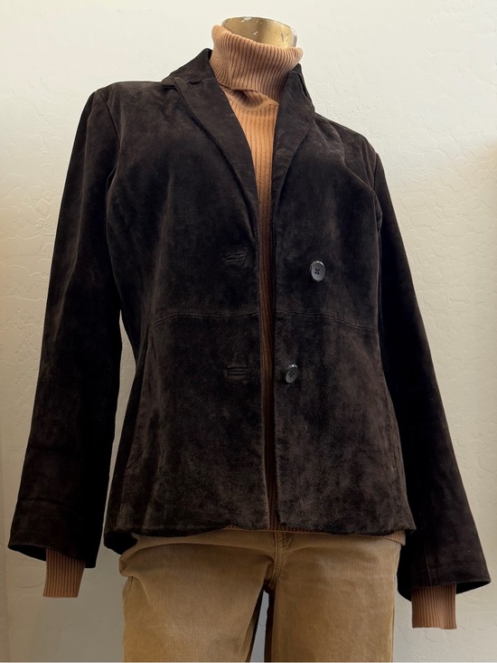 Siena Studio Jackets & Blazers - Y2K Vintage Siena Espresso Brown Genuine Suede Leather Blazer Jacket Size 10